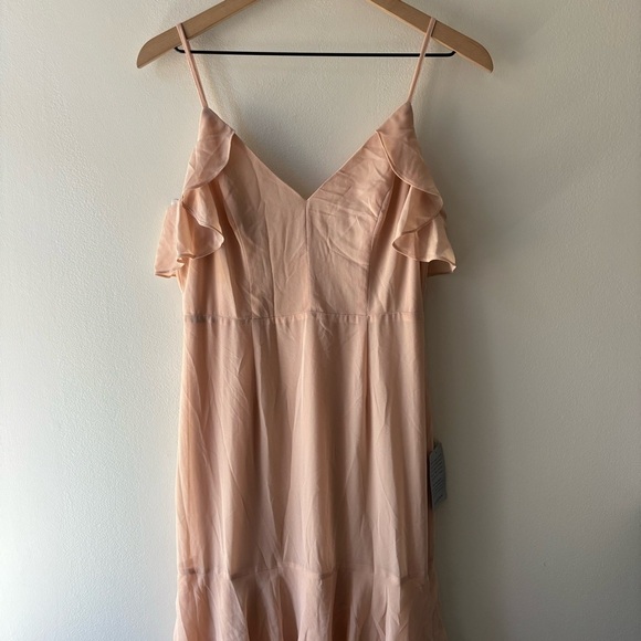 LULUS Cherish the Moment Blush Ruffled High-Low Maxi Dress Sz M - Picture 7 of 10